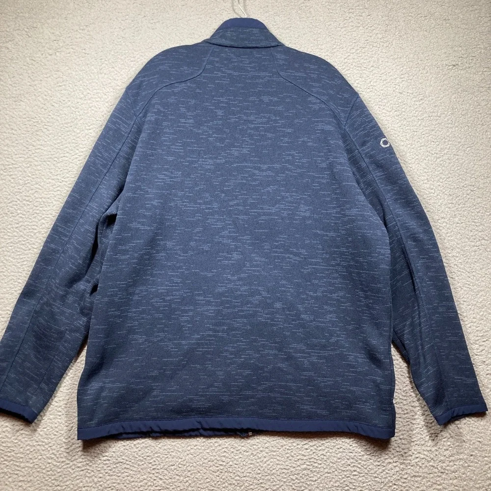 Eddie Bauer Full Zip Sweatshirt‎ Mens 2XL Blue SLEEVE COMPANY LOGO Mock Neck